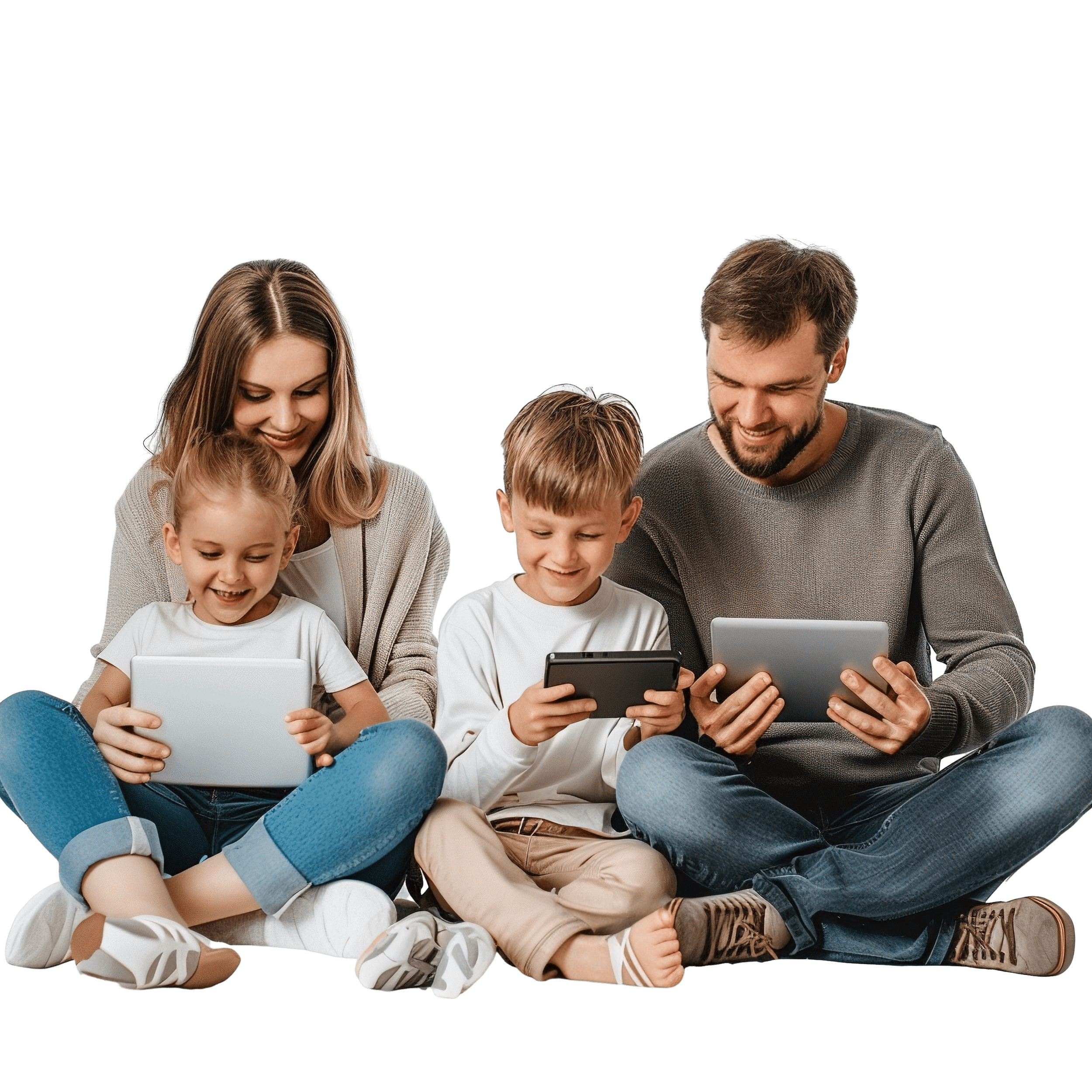 Keluarga menikmati WiFi